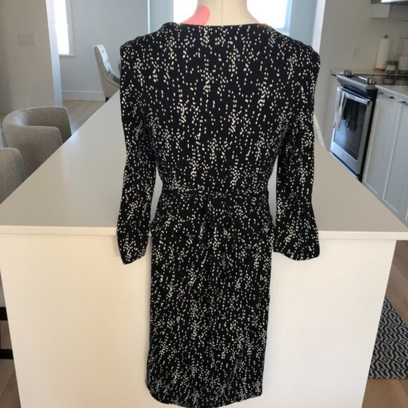 Gap Chelsea Mix Dot Print Long Sleeve Midi Wrap Dress in Black   White Size M - Picture 6 of 11
